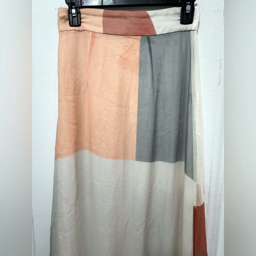 Zimmerman 100% silk maxi skirt with geometric print color block on white size 0 - Picture 3 of 9